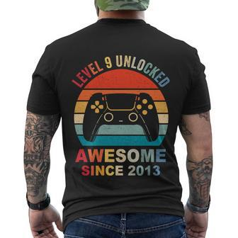 Level 9 Unlocked Awesome 2013 Video Game 9Th Birthday Boy Cool Gift Men's Crewneck Short Sleeve Back Print T-shirt - Monsterry