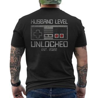 Leveling Up To Husband 2022 Leveled Up Bachelor Party Men's T-shirt Back Print - Thegiftio UK