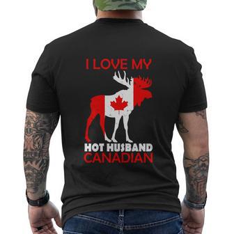 Lgbn I Love Husband Canadian Maple Leaf Animal Canada Day Men's Crewneck Short Sleeve Back Print T-shirt - Monsterry