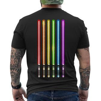 Lgbt Flag Light Swords Saber Gay Pride Men's Crewneck Short Sleeve Back Print T-shirt - Monsterry UK