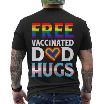 Lgbt Flag Proud Dad Free Dad Hugs Gay Lesbian Pride Rainbow Gift Men's Crewneck Short Sleeve Back Print T-shirt - Monsterry