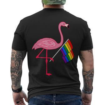 Lgbt Flamingo Pride Flag Men's Crewneck Short Sleeve Back Print T-shirt - Monsterry