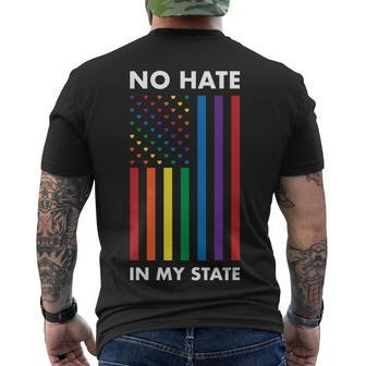 Lgbt Pride Flag No Hate In My State Men's Crewneck Short Sleeve Back Print T-shirt - Monsterry DE