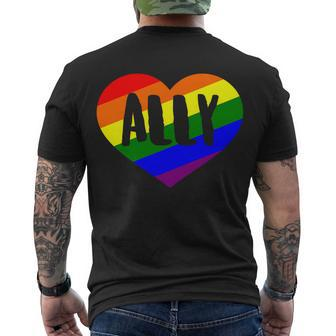Lgbt Pride Love Ally Heart Men's Crewneck Short Sleeve Back Print T-shirt - Monsterry