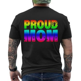 Lgbt Proud Mom Lgbtq Flag Gay Pride Mother Cool Gift Men's Crewneck Short Sleeve Back Print T-shirt - Monsterry