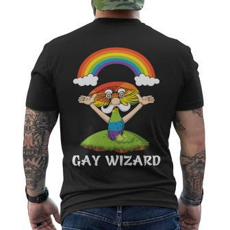 Lgbt Rainbow Wizard Pride Month Men's Crewneck Short Sleeve Back Print T-shirt - Monsterry