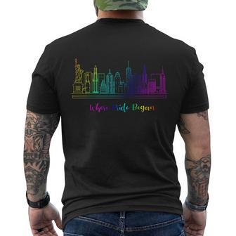 Lgbt Where Pride Began New York Skyline Men's Crewneck Short Sleeve Back Print T-shirt - Monsterry CA