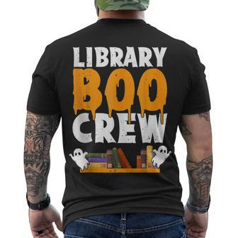 Library Boo Crew School Librarian Ghost Halloween Boys Girls Men's T-shirt Back Print - Seseable