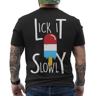 Lick It Slowly Popsicle Tshirt Men's Crewneck Short Sleeve Back Print T-shirt - Monsterry