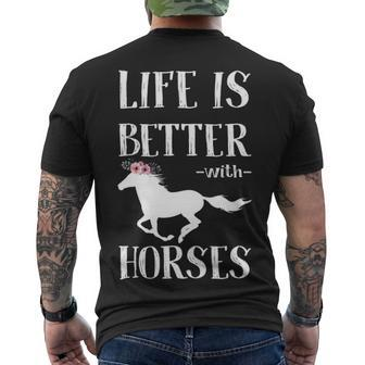 Life Is Better With Horse Horse Racing For Girls Men's T-shirt Back Print - Thegiftio UK
