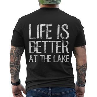 Life Is Better At The Lake Shirt Funny Camping Fishing Tee Men's Crewneck Short Sleeve Back Print T-shirt - Monsterry