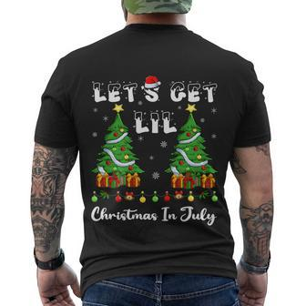 Lights Xmas Tree Lets Get Lit Christmas In July Gift Men's Crewneck Short Sleeve Back Print T-shirt - Monsterry