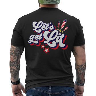 Lets Get Lit Fireworks 4Th Of July Retro Vintage Men's T-shirt Back Print - Seseable