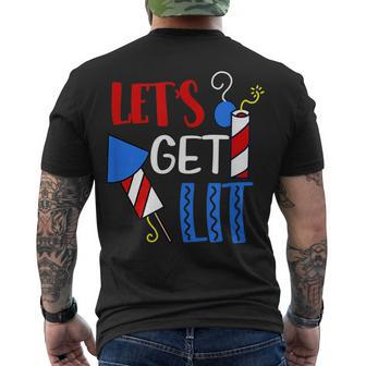Lets Get Lit Fireworks Firecracker Fourth 4Th Of July Men's T-shirt Back Print - Seseable