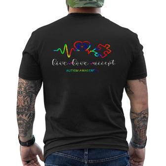 Live Love Accept Autism Awareness Men's Crewneck Short Sleeve Back Print T-shirt - Monsterry DE