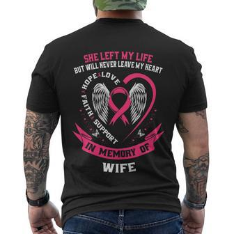 Loss Of Wife Husband Breast Cancer Awareness Memorial Men's T-shirt Back Print - Thegiftio UK