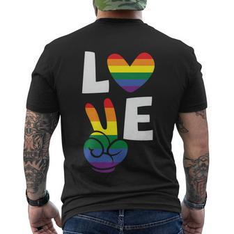 Love Heart Peace Lgbt Gay Pride Lesbian Bisexual Ally Quote Men's Crewneck Short Sleeve Back Print T-shirt - Monsterry CA