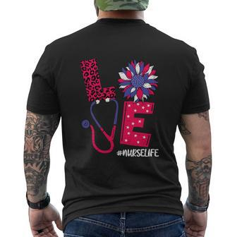 Love Heart Stethoscope Nurse Life Funny 4Th Of July Men's Crewneck Short Sleeve Back Print T-shirt - Monsterry