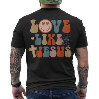 Love Like Jesus Religious God Christian Words On Back Men's T-shirt Back Print - Thegiftio UK
