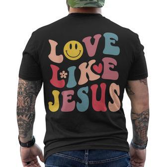 Love Like Jesus Religious God Christian Words On Back V3 Men's T-shirt Back Print - Thegiftio UK