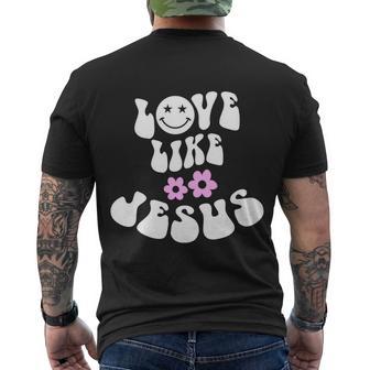 Love Like Jesus Religious God Christian Words Great Gift Men's Crewneck Short Sleeve Back Print T-shirt - Monsterry CA