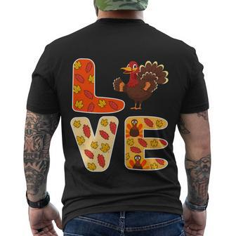 Love Thanksgiving Happy Thanksgiving Turkey Men's T-shirt Back Print - Thegiftio UK