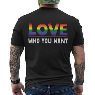 Love Who You Want Lgbt Gay Pride Lesbian Bisexual Ally Quote Men's Crewneck Short Sleeve Back Print T-shirt - Monsterry CA