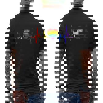 Lovely Lgbt Gay Pride Heartbeat Lesbian Gay Love Heartbeat Men's T-shirt Back Print - Thegiftio