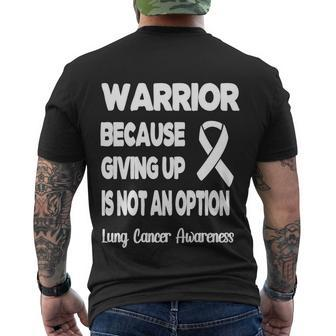 Lung Cancer Warrior White Ribbon Lung Cancer Fighter V2 Men's T-shirt Back Print - Thegiftio UK