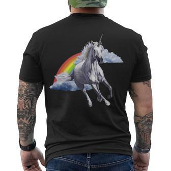 Magical Unicorn Horse Over Rainbow Men's Crewneck Short Sleeve Back Print T-shirt - Monsterry UK