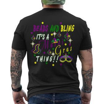 Mardi Gras Beads And Bling Celebration Men's Crewneck Short Sleeve Back Print T-shirt - Monsterry AU