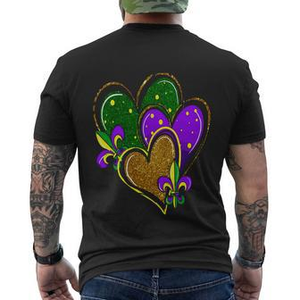 Mardi Gras Love Hearts Men's Crewneck Short Sleeve Back Print T-shirt - Monsterry AU