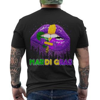 Mardi Gras Sparkle Lips Men's Crewneck Short Sleeve Back Print T-shirt - Monsterry AU