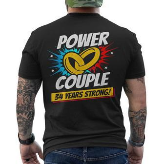 Married 34 Years Power Couple 34Th Wedding Anniversary Men's T-shirt Back Print - Seseable