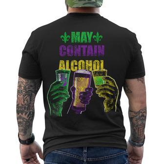 May Contain Alcohol Mardi Gras Tshirt Men's Crewneck Short Sleeve Back Print T-shirt - Monsterry CA