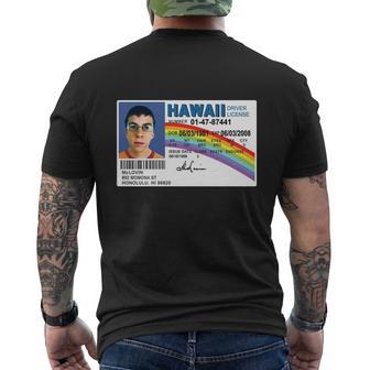 Mclovin Id Fake Licensed Hawaii Funny Men's Crewneck Short Sleeve Back Print T-shirt - Monsterry DE