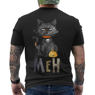 Meh Cat Black For Women Halloween Men's T-shirt Back Print - Seseable
