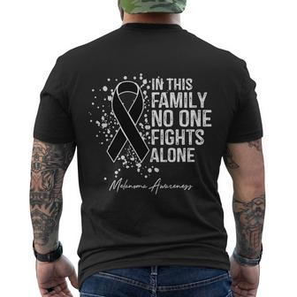 Melanoma Awareness In This Family No One Fights Alone Cute Gift Men's Crewneck Short Sleeve Back Print T-shirt - Monsterry