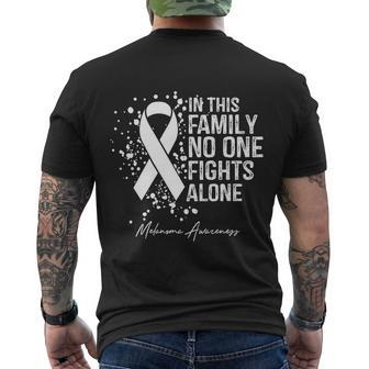 Melanoma Awareness In This Family No One Fights Alone Gift Men's Crewneck Short Sleeve Back Print T-shirt - Monsterry CA