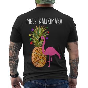 Mele Kalikimaka Flamingo Christmas Tshirt Men's Crewneck Short Sleeve Back Print T-shirt - Monsterry