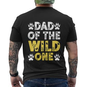 Mens Dad Of The Wild One Toddler 1St Birthday Leopard Dad Boy Men's Crewneck Short Sleeve Back Print T-shirt - Monsterry