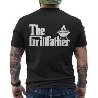 Mens The Grillfather Funny Grilling Grill Father Dad Grandpa Bbq Men's Crewneck Short Sleeve Back Print T-shirt - Monsterry