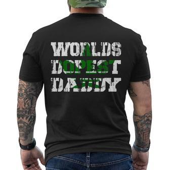 Mens Worlds Dopest Dad Trippy And High Marijuana Stoner Men's Crewneck Short Sleeve Back Print T-shirt - Monsterry