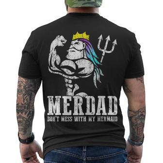 Merdad Dont Mess With My Mermaid Strong Mer Dad Men's T-shirt Back Print - Thegiftio UK
