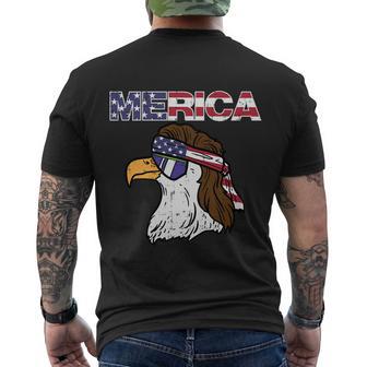 Merica Bald Eagle Mullet Sunglasses Fourth July 4Th Patriot Cool Gift Men's Crewneck Short Sleeve Back Print T-shirt - Monsterry AU