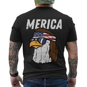 Merica Bald Eagle Mullet Sunglasses Fourth July 4Th Patriot Cool Gift V2 Men's Crewneck Short Sleeve Back Print T-shirt - Monsterry CA