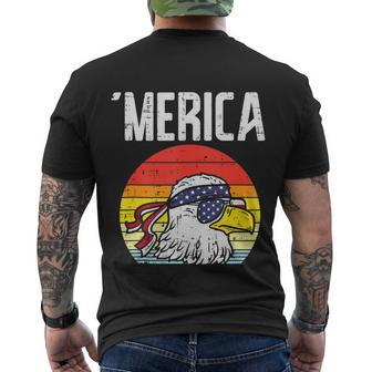 Merica Retro Eagle Bandana American Flag 4Th Of July Fourth Men's Crewneck Short Sleeve Back Print T-shirt - Monsterry