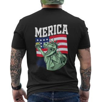 Merica Trex Independence Day 4Th Of July Men's Crewneck Short Sleeve Back Print T-shirt - Monsterry