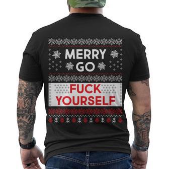 Merry Go FCk Yourself Ugly Christmas Sweater Men's Crewneck Short Sleeve Back Print T-shirt - Monsterry CA