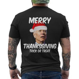 Merry Thanksgiving Trick Or Treat Funny Christmas Joe Biden Tshirt Men's Crewneck Short Sleeve Back Print T-shirt - Monsterry UK